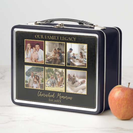 Lunch Box 6 Photo Collage Elegant Keepsake Tin Box (En situation)