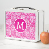 Lunch Box à damiers Amour en Magenta et Monogramme blanc (En situation)