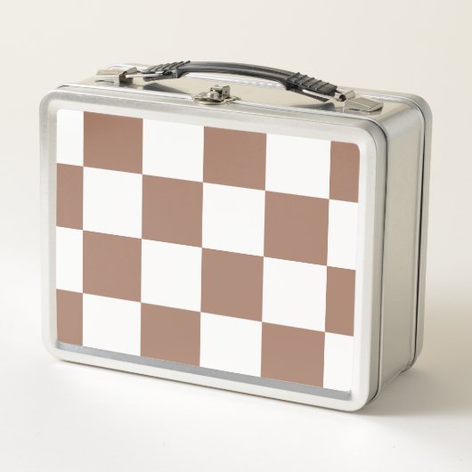 Lunch Box à damiers Motif en Blanc et Mocha Mousse (Devant)