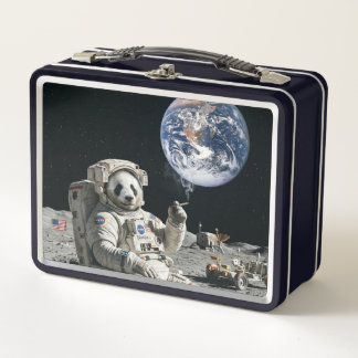 Lunch Box A panda smoking a cigarette on the moon