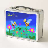 Lunch Box Abeilles heureuses dans un champ de fleurs (Dos)