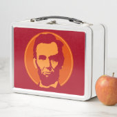 Lunch Box Abraham Lincoln en Pop Art Orange & Rouge (En situation)