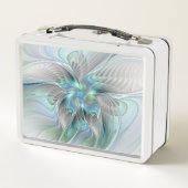 Lunch Box Abstrait Bleu Vert Papillon Imaginaire Fractal Art (Dos)