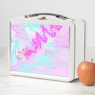 Lunch Box Abstrait rose et bleu ondulé