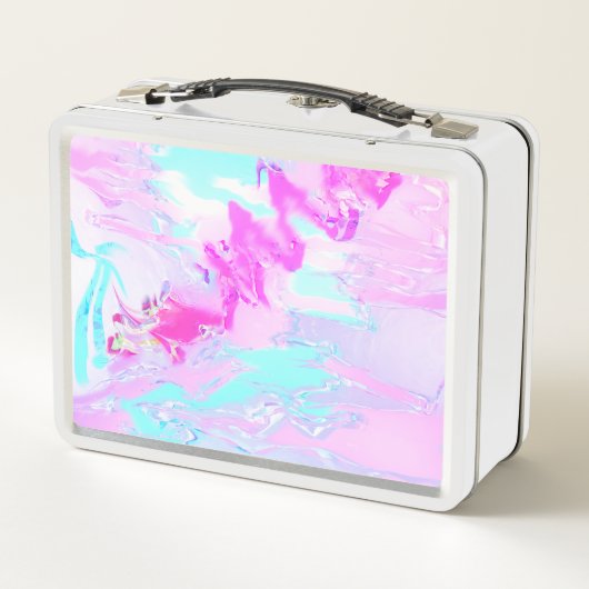 Lunch Box Abstrait rose et bleu ondulé (Dos)