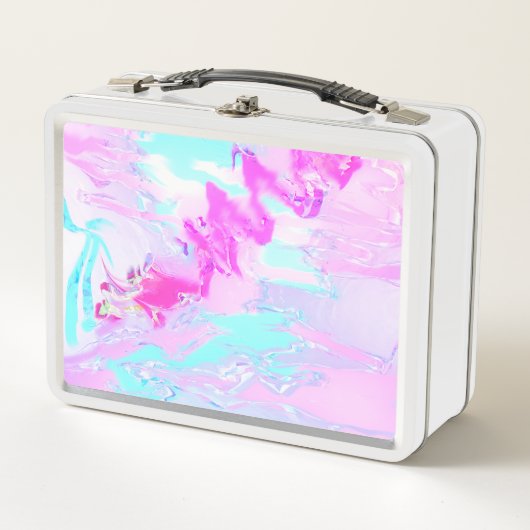 Lunch Box Abstrait rose et bleu ondulé (Devant)