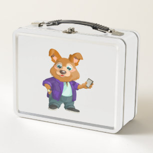 Lunch Box Adorable élève de chien de dessin animé en costume