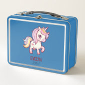 Lunch Box Adorable Pastel Unicorn avec nom enfant (Devant)