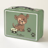 Lunch Box Adorable Puppy Bowl Paws & Bone Name (Dos)