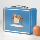 Lunch Box Adorable Sleepy Étudier Sloth avec nom enfant (En situation)