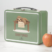 Lunch Box Adorable Sleepy Étudier Sloth avec nom enfant (En situation)