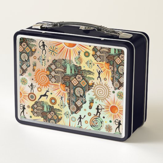 Lunch Box Africa Map Decorative Tribal Elements Pattern (Dos)