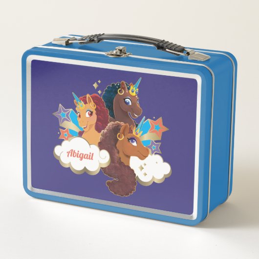 Lunch Box Afro Unicorn "Fabriqué en magie" Trio Design (Devant)