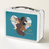 Lunch Box Afro Unicorn Trio Coeur Design (Dos)
