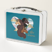 Lunch Box Afro Unicorn Trio Coeur Design (Devant)