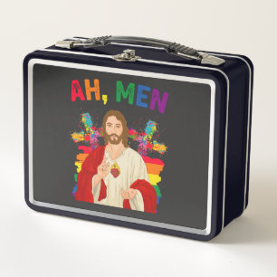 Lunch Box Ah Men Funny LGBT Gay pride Jesus Christian