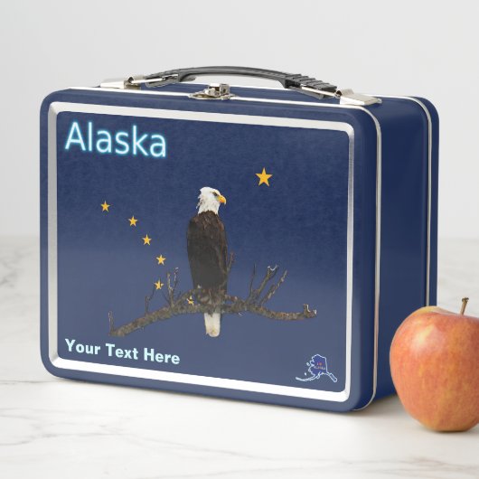 Lunch Box Aigle Et Drapeau De L'Alaska (En situation)