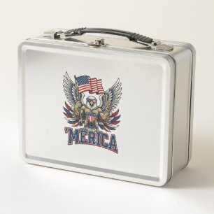 Lunch Box Aigle Patriotique Merica Vintage Vector Design de