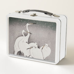 Lunch Box Aigrettes japonaises Grues Oiseau Hiver Neige Art