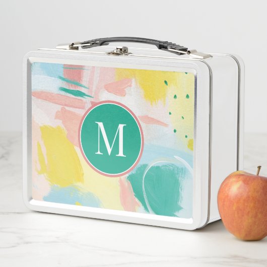 Lunch Box Ajouter votre initiale | Abstrait visage frais (En situation)
