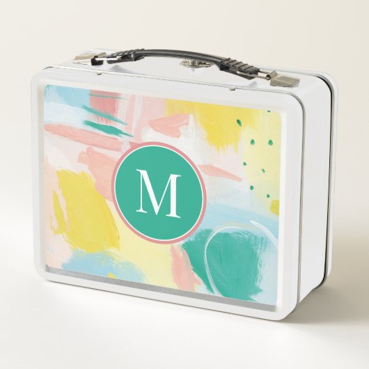 Lunch Box Ajouter votre initiale | Abstrait visage frais (Dos)