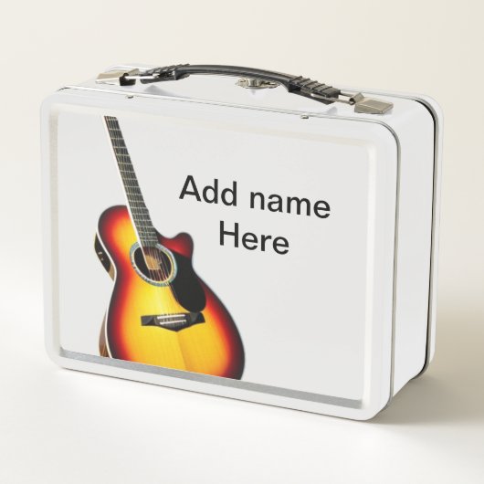 Lunch Box Ajouter votre nom texte brun acoustique guitare éd (Dos)