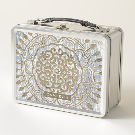 Lunch Box Ajoutez votre nom | Mandala Gold Design (Devant)