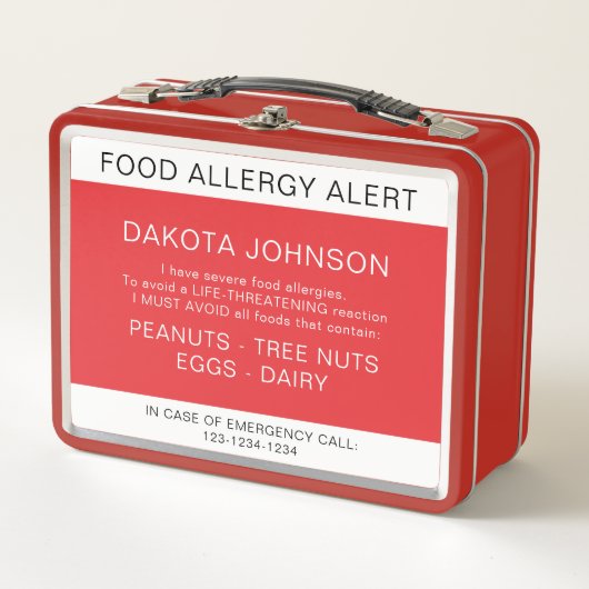Lunch Box Alerte aux allergies alimentaires rouges (Devant)