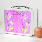 Lunch Box Alice, Nom Logo Avec Fleurs Et Chatons, (En situation)