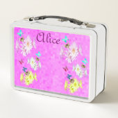 Lunch Box Alice, Nom Logo Avec Fleurs Et Chatons, (Dos)