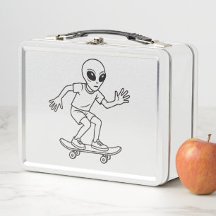 Lunch Box Alien de l'espace en skateboard