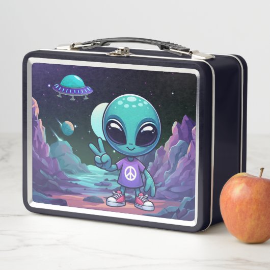 Lunch Box Alien de paix mignon et vaisseau spatial (En situation)