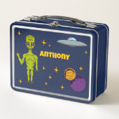 Lunch Box Alien spatial avec soucoupe volante personnalisée (Devant)