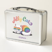Lunch Box Ally Cat - Cute White Cat LGBTQ Pride (2) (Dos)