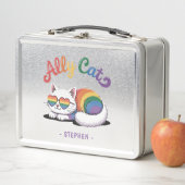 Lunch Box Ally Cat - Cute White Cat LGBTQ Pride (2) (En situation)