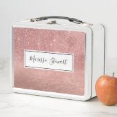 Lunch Box Aluminium emietté par parties scintillantes roses (En situation)