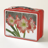 Lunch Box Amaryllis en Fête Rouge Neige Hiver Floral (Dos)