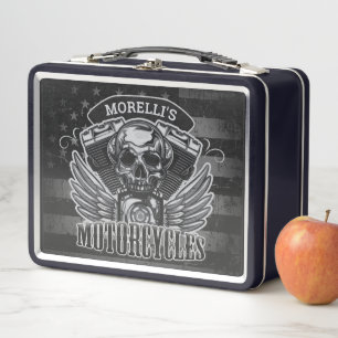Lunch Box American Biker AJOUTER LE NOM Skull V-Twin Motos