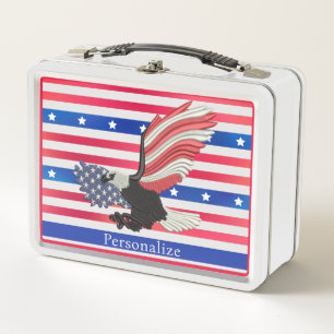 Lunch Box American Eagle USA Patriotic Stars Stripes