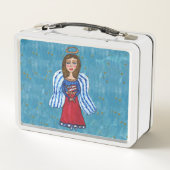 Lunch Box American Patriotic Angel Drapeau Or Étoiles Bleu (Dos)