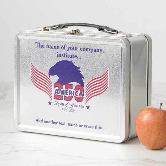Lunch Box Amérique 250e-Esprit de liberté-Texte bleu (En situation)