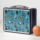 Lunch Box Amoureux des chats Turquoise (En situation)