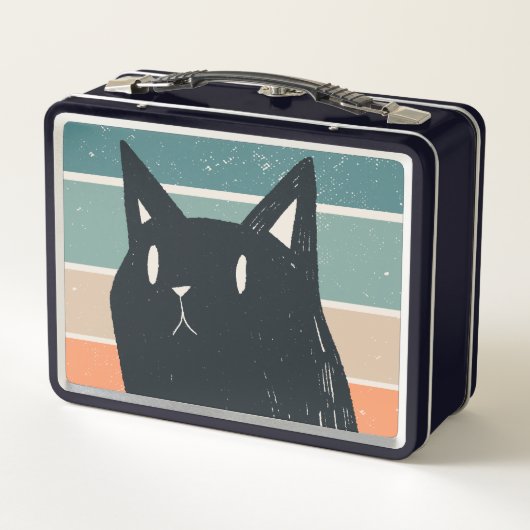 Lunch Box Amusant Chat Noir Retro Style design (Dos)