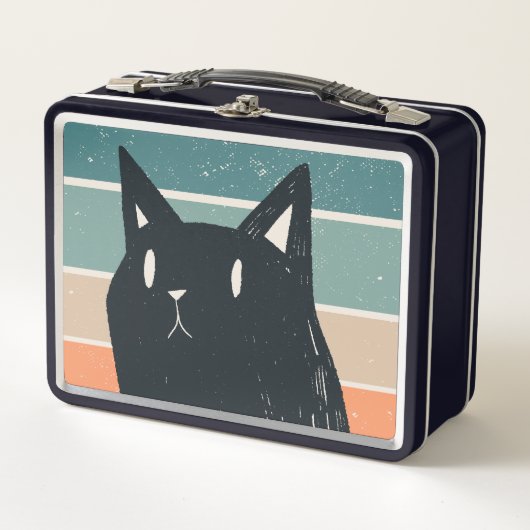 Lunch Box Amusant Chat Noir Retro Style design (Devant)