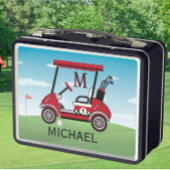 Lunch Box Amusants Red & Black Golf Nom du panier Monogramme