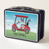 Lunch Box Amusants Red & Black Golf Nom du panier Monogramme (Devant)