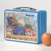 Lunch Box Amusement personnalisé avec chat en lin (En situation)