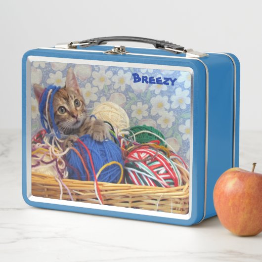 Lunch Box Amusement personnalisé avec chat en lin (En situation)