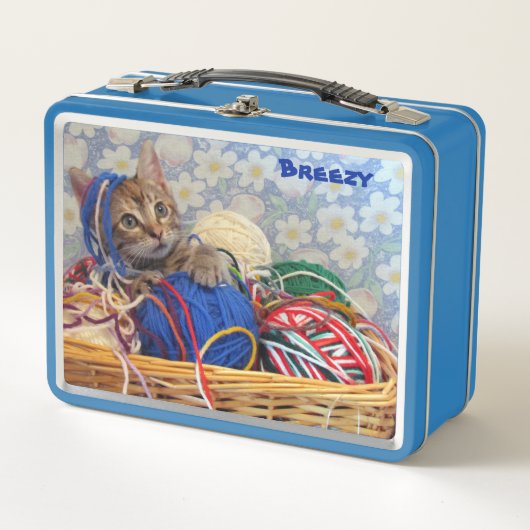 Lunch Box Amusement personnalisé avec chat en lin (Devant)