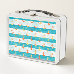Lunch Box Ancrages Abstraits : motif à bande aquarelle.